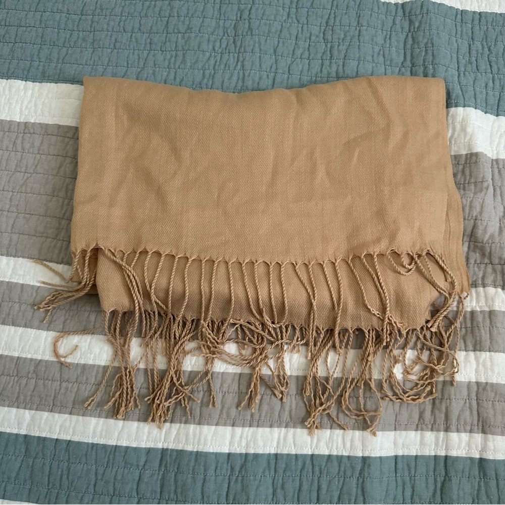 Cashmere Blend Scarf Pashmina Wrap Tan Brown